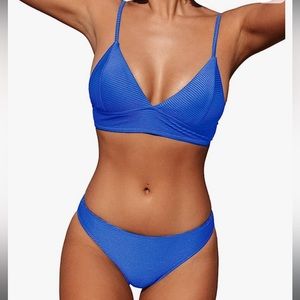Royal Blue Ribbed Bikini NWOT